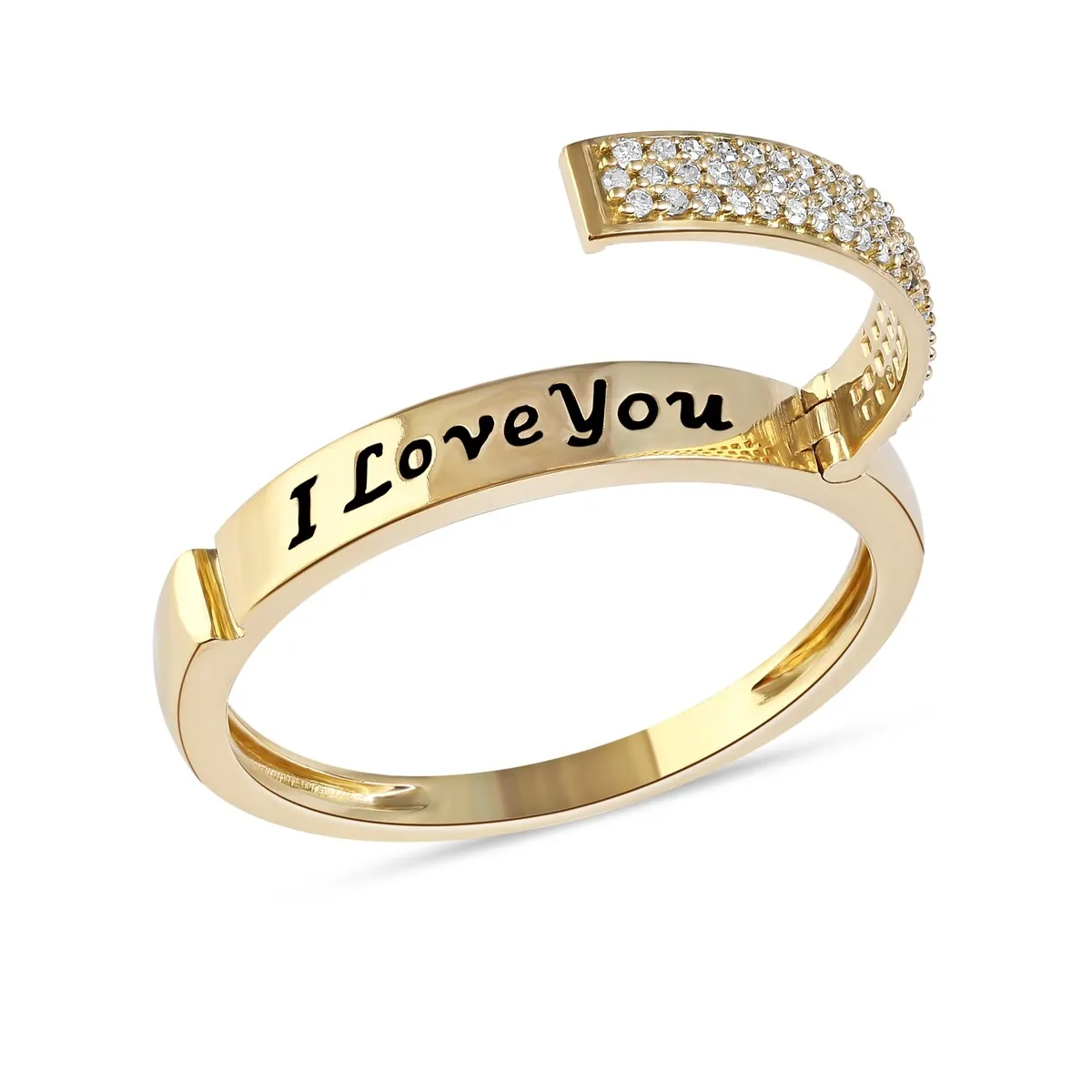 De Couer IGI Certified 10k Yellow Gold 1/6ct TDW Diamond Say It Ring sold by Zulily product image thumbnail 4