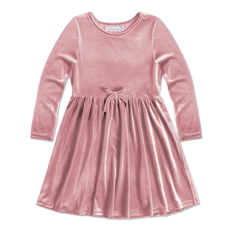 Pink Velvet Bow-Accent A-Line Dress sold by Zulily