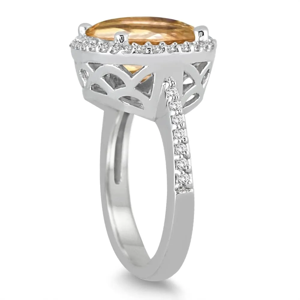 8 Carat Oval Citrine and Diamond Ring in 14K White Gold sold by Zulily product image thumbnail 2