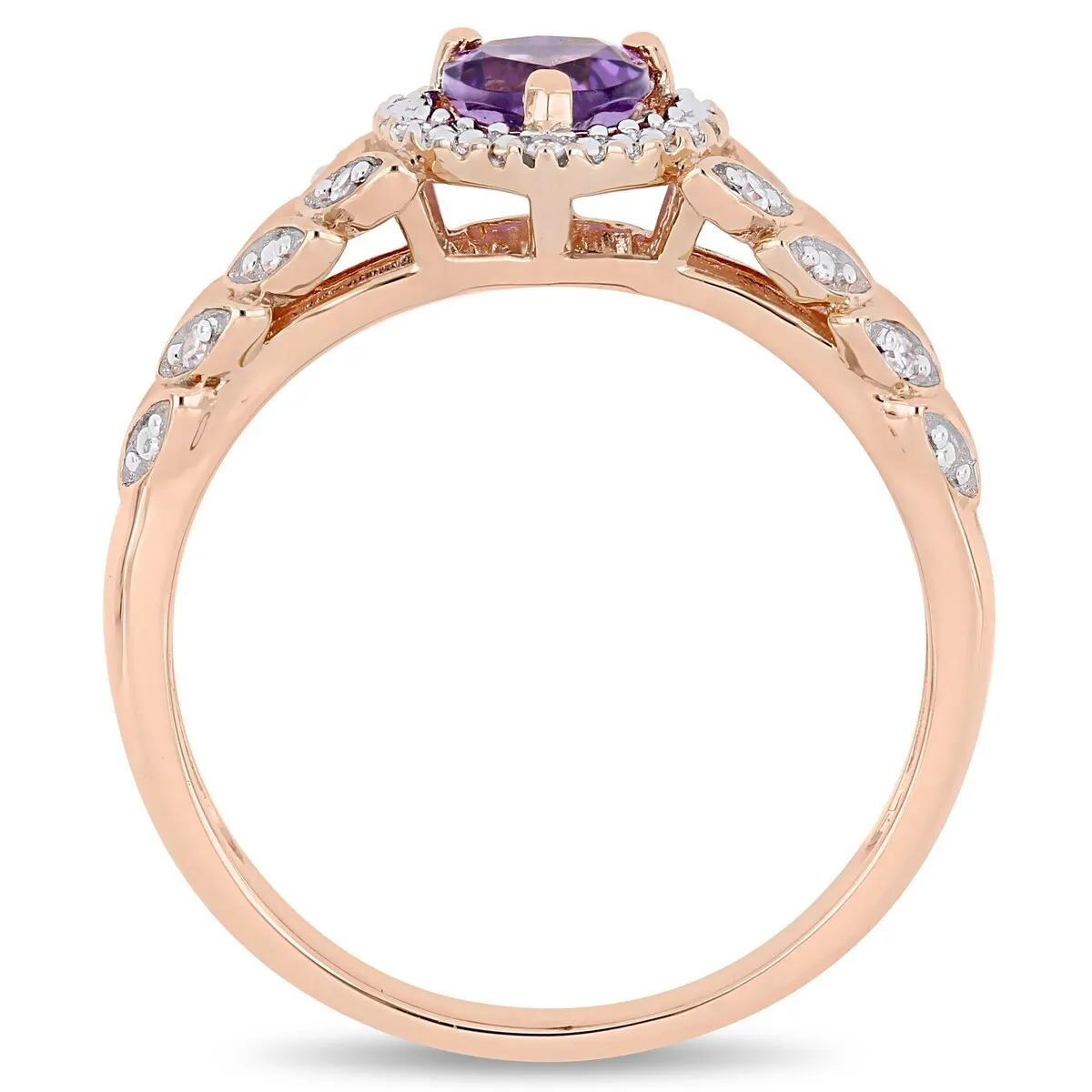 Miadora 10k Rose Gold Amethyst and Diamond Accent Heart Halo Engagement Ring sold by Zulily product image thumbnail 3
