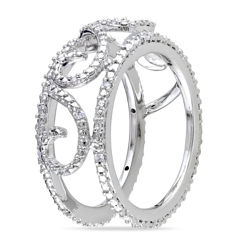 Miadora 14k White Gold 1/10ct TDW Diamond Filigree Openwork Band Ring sold by Zulily product image thumbnail 2