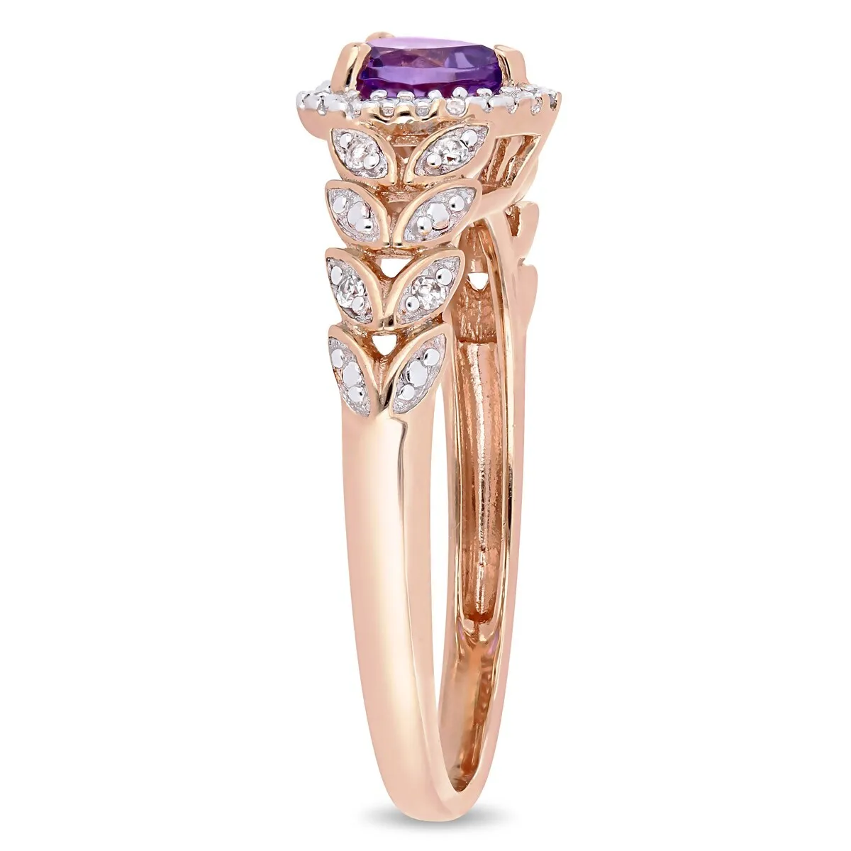 Miadora 10k Rose Gold Amethyst and Diamond Accent Heart Halo Engagement Ring sold by Zulily product image thumbnail 2