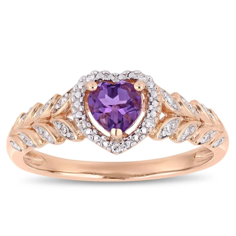 Miadora 10k Rose Gold Amethyst and Diamond Accent Heart Halo Engagement Ring sold by Zulily
