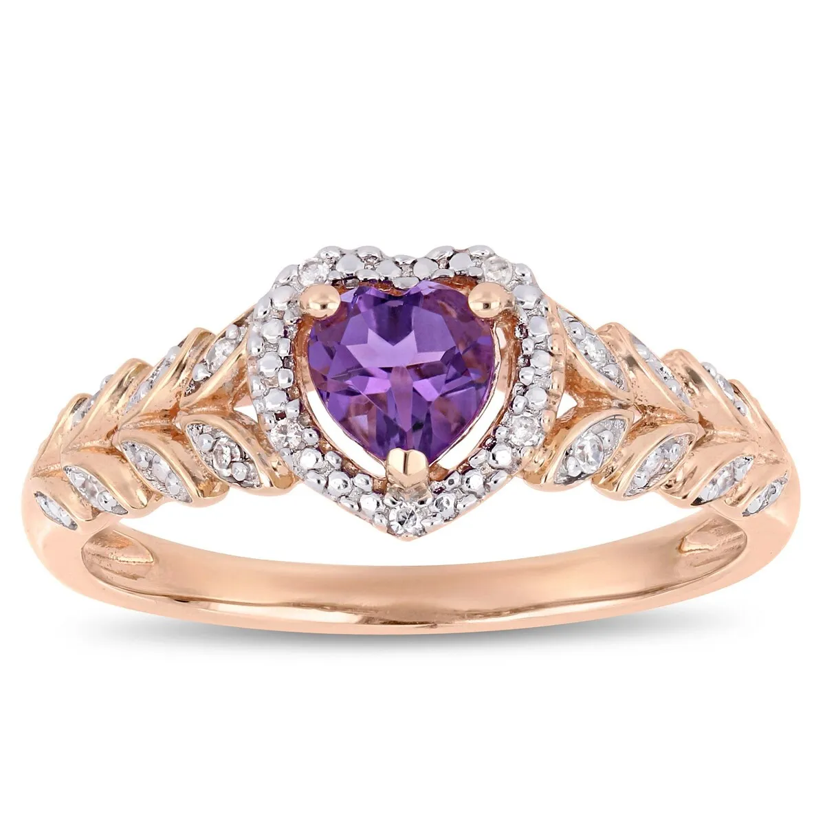 Miadora 10k Rose Gold Amethyst and Diamond Accent Heart Halo Engagement Ring sold by Zulily