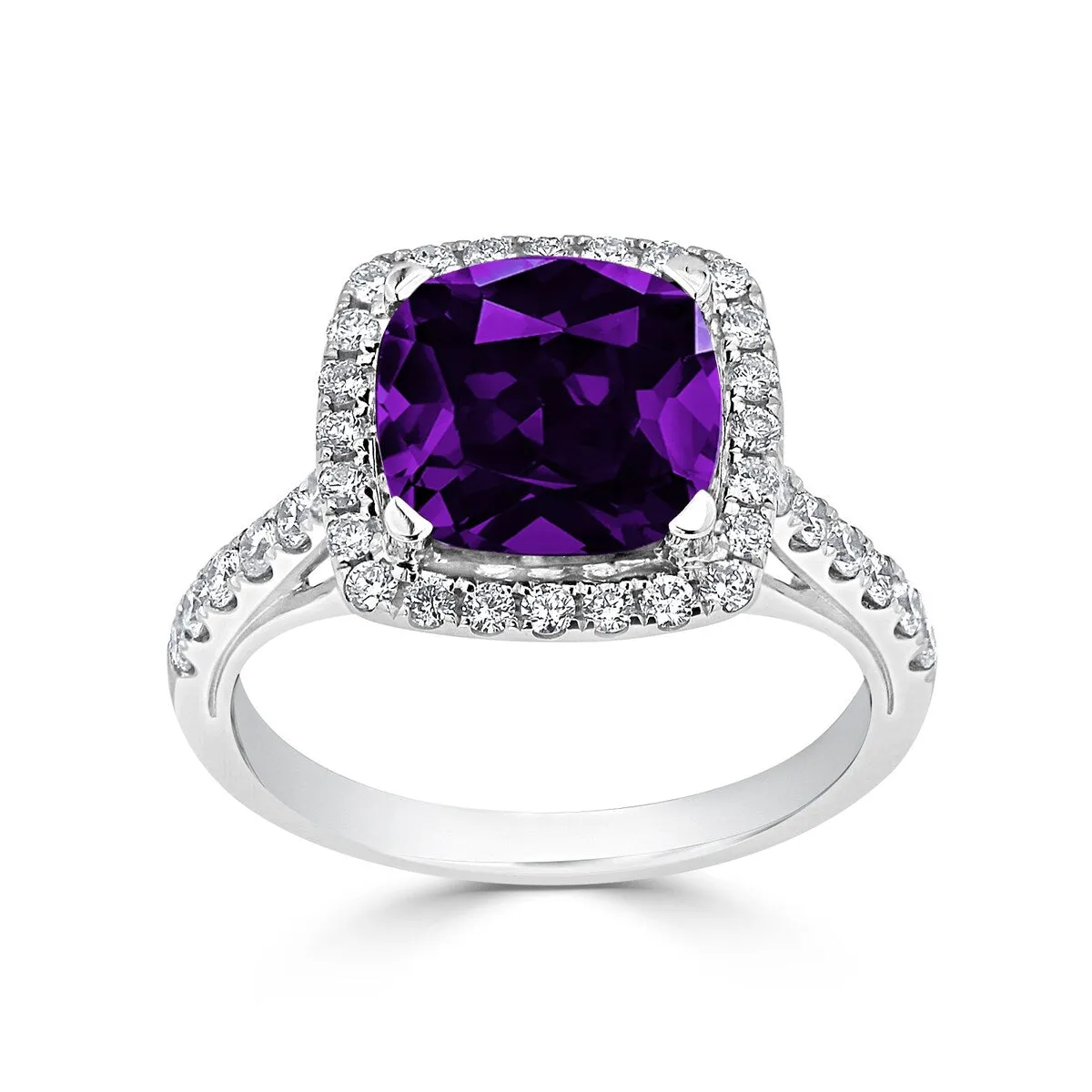 Auriya 1 5/8ct Cushion-cut Purple Amethyst and Halo Diamond Engagement Ring 1/2cttw 14k Gold sold by Zulily product image thumbnail 3