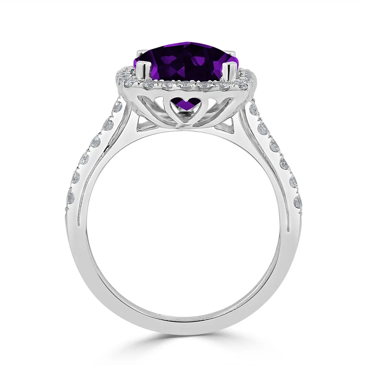 Auriya 1 5/8ct Cushion-cut Purple Amethyst and Halo Diamond Engagement Ring 1/2cttw 14k Gold sold by Zulily product image thumbnail 5