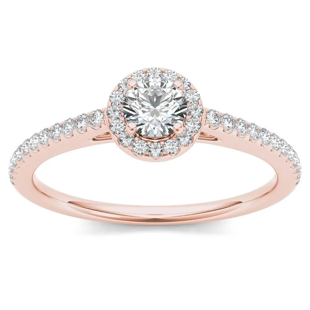De Couer IGI Certified 14k Rose Gold 1/2ct TDW Diamond Halo Engagement Ring - Pink sold by Zulily