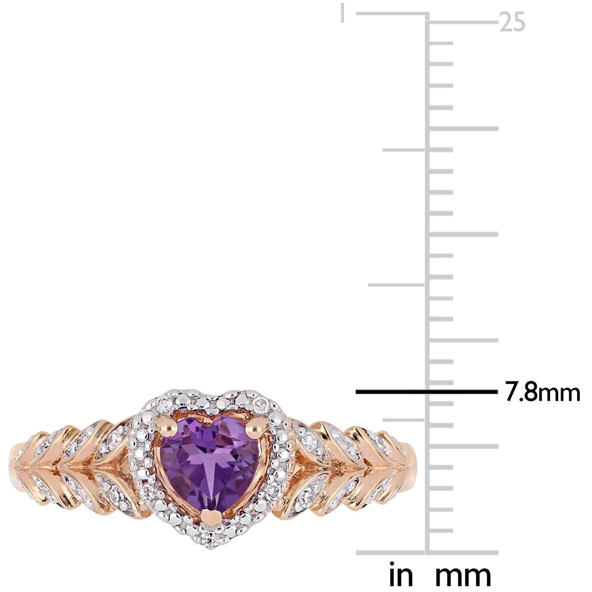Miadora 10k Rose Gold Amethyst and Diamond Accent Heart Halo Engagement Ring sold by Zulily product image thumbnail 4