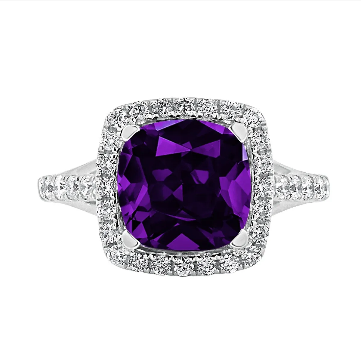 Auriya 1 5/8ct Cushion-cut Purple Amethyst and Halo Diamond Engagement Ring 1/2cttw 14k Gold sold by Zulily product image thumbnail 2