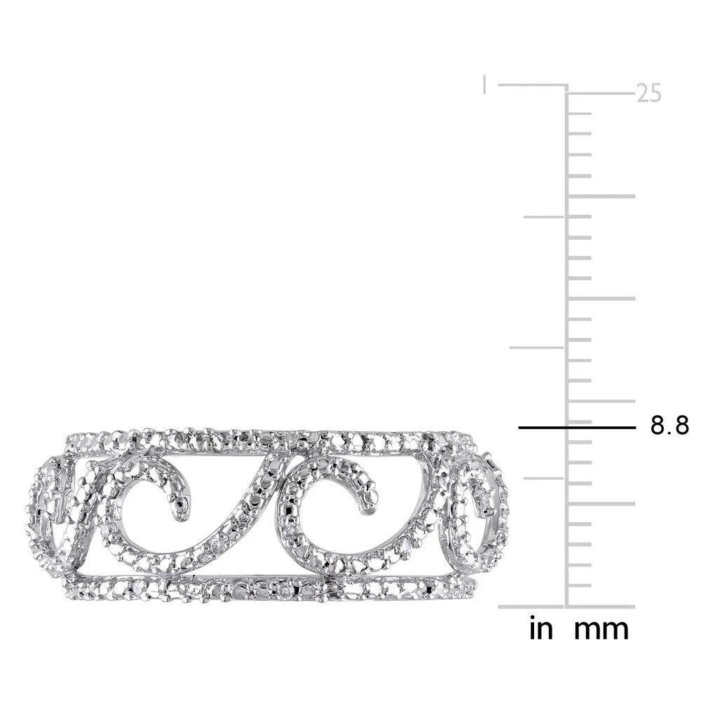 Miadora 14k White Gold 1/10ct TDW Diamond Filigree Openwork Band Ring sold by Zulily product image thumbnail 3