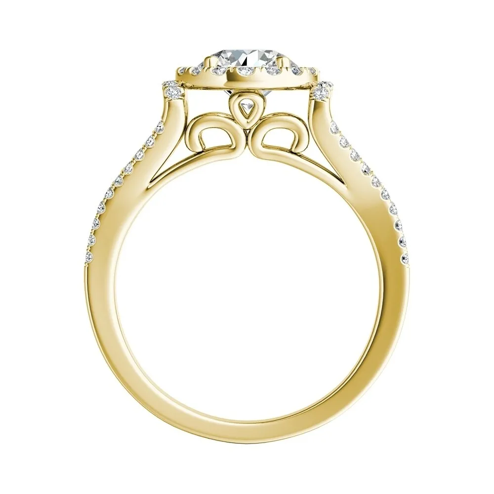 Auriya 14k Gold 3ct Round Moissanite Halo Engagement Ring with 1/3ct TDW Split Diamond Shank sold by Zulily product image thumbnail 5