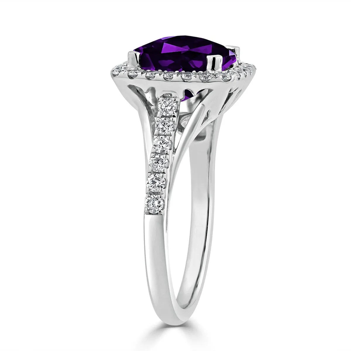 Auriya 1 5/8ct Cushion-cut Purple Amethyst and Halo Diamond Engagement Ring 1/2cttw 14k Gold sold by Zulily product image thumbnail 4