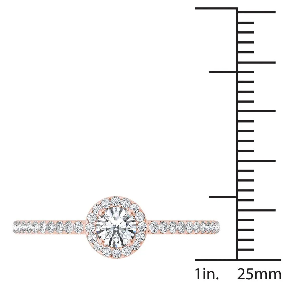 De Couer IGI Certified 14k Rose Gold 1/2ct TDW Diamond Halo Engagement Ring - Pink sold by Zulily product image thumbnail 4