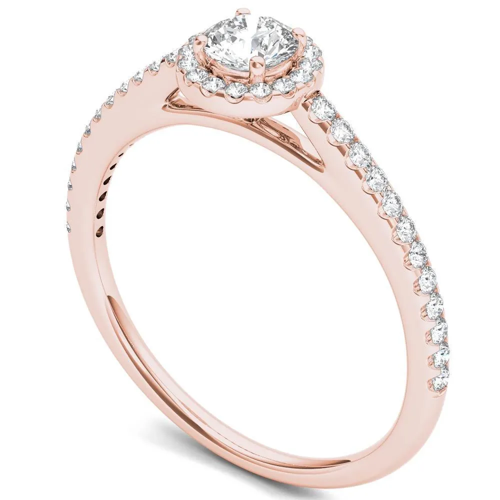De Couer IGI Certified 14k Rose Gold 1/2ct TDW Diamond Halo Engagement Ring - Pink sold by Zulily product image thumbnail 2