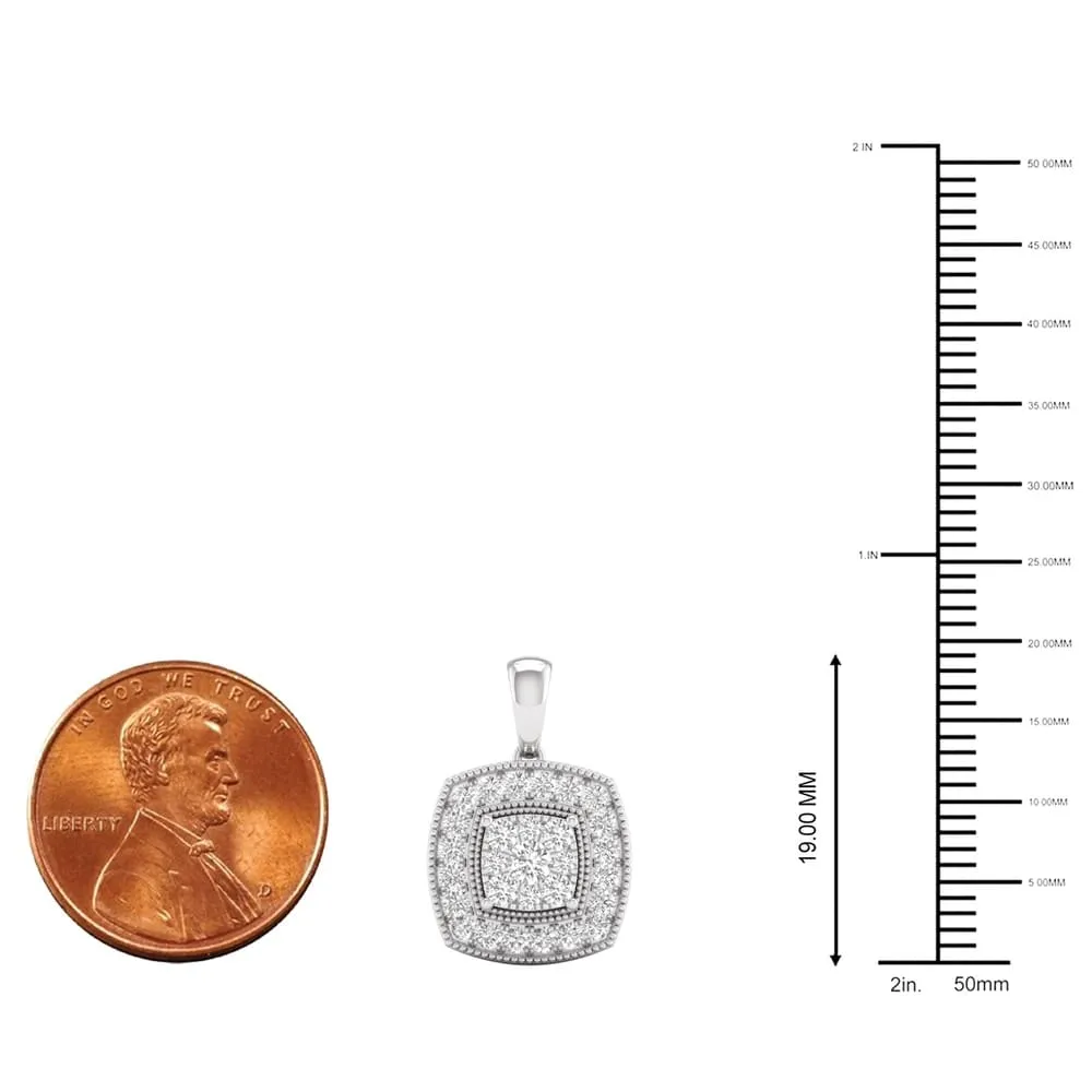 1/2ct TDW Diamond Cluster Halo Necklace in 10k Gold by De Couer sold by Zulily product image thumbnail 5