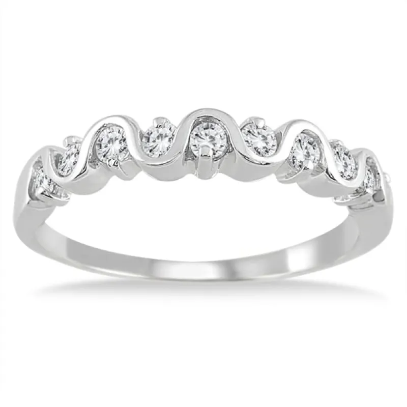 1/2 Carat TW Diamond Wave Band in 10K White Gold sold by Zulily