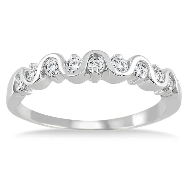 1/2 Carat TW Diamond Wave Band in 10K White Gold sold by Zulily