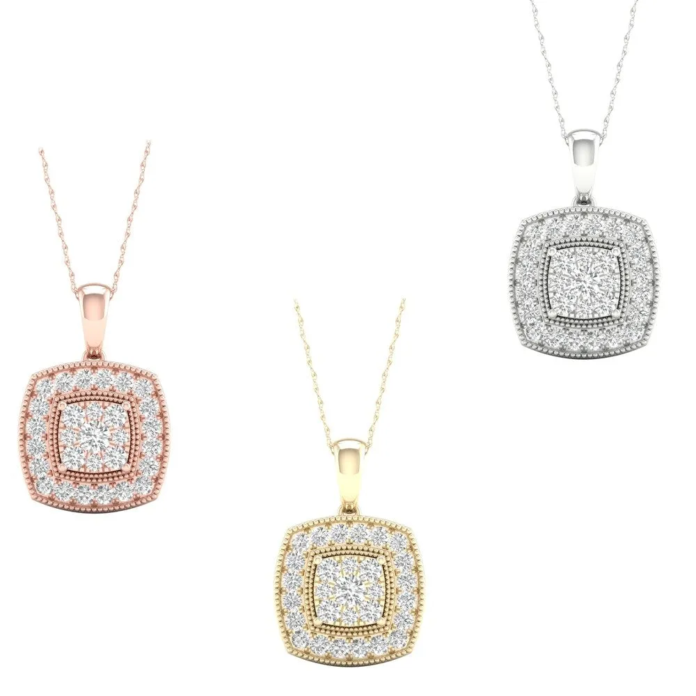 1/2ct TDW Diamond Cluster Halo Necklace in 10k Gold by De Couer sold by Zulily