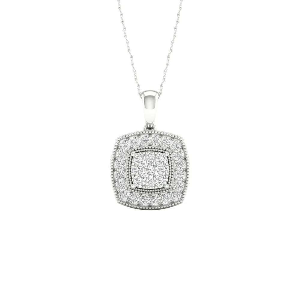 1/2ct TDW Diamond Cluster Halo Necklace in 10k Gold by De Couer sold by Zulily product image thumbnail 2