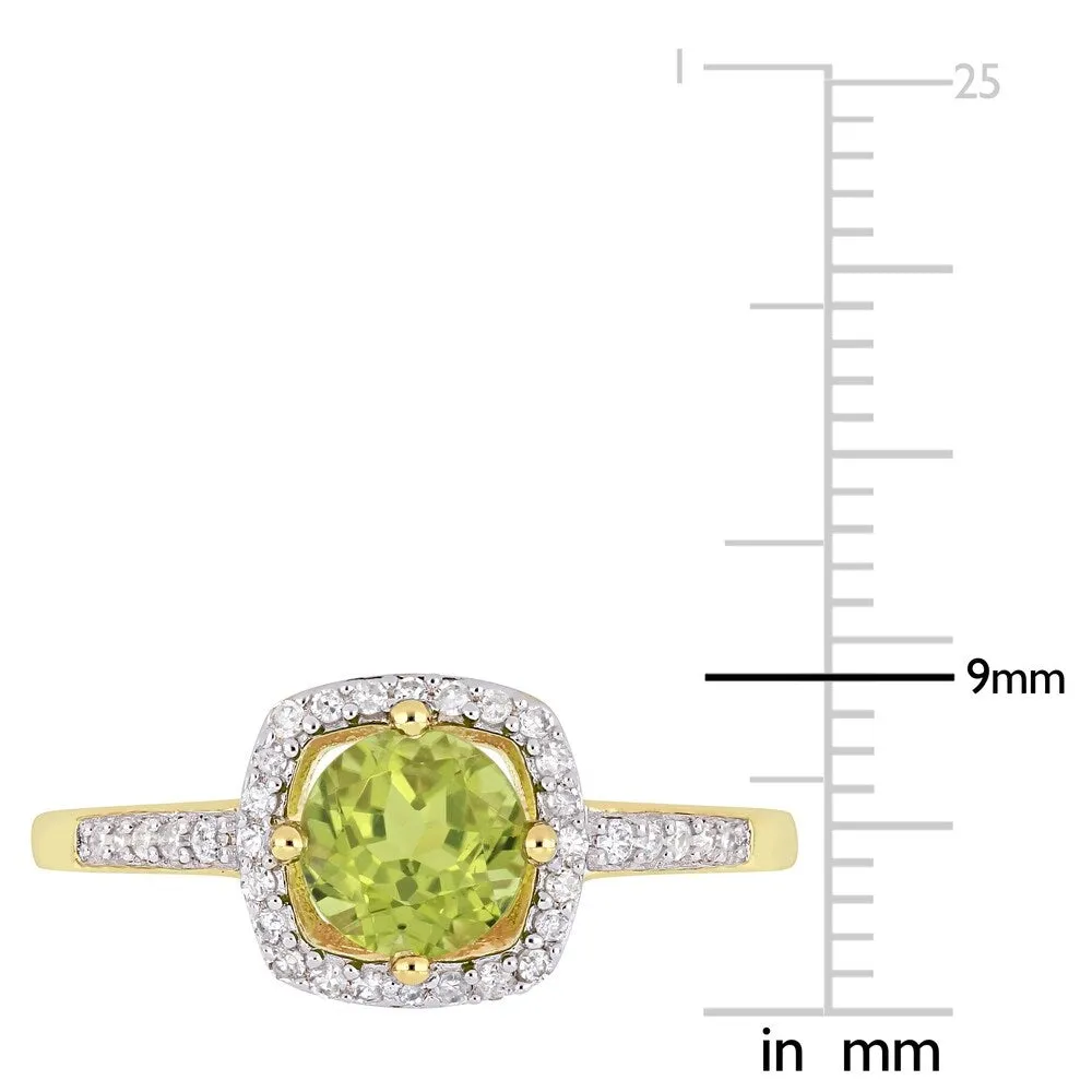 Miadora 10k Yellow Gold Peridot and 1/7ct TDW Diamond Floating Square Halo Ring sold by Zulily product image thumbnail 4