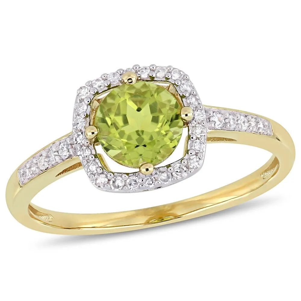 Miadora 10k Yellow Gold Peridot and 1/7ct TDW Diamond Floating Square Halo Ring sold by Zulily