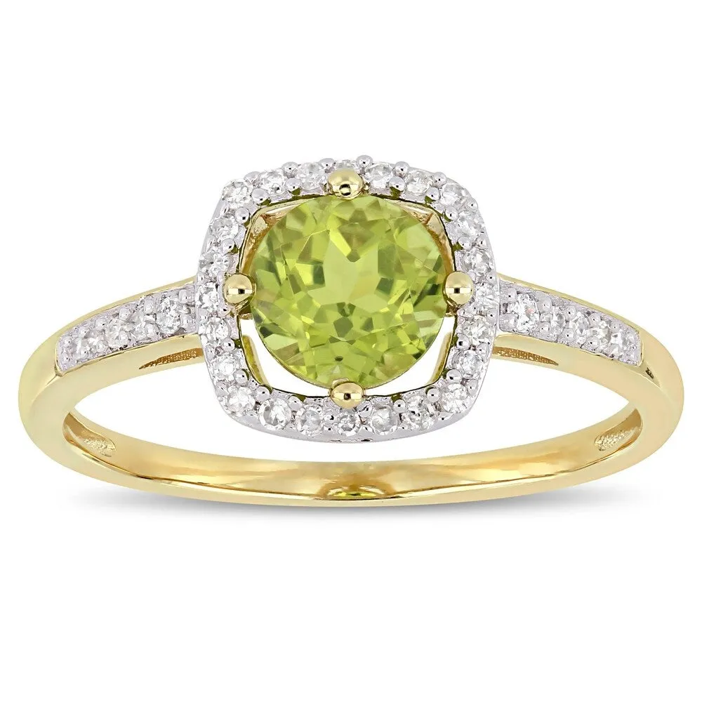 Miadora 10k Yellow Gold Peridot and 1/7ct TDW Diamond Floating Square Halo Ring sold by Zulily product image thumbnail 2