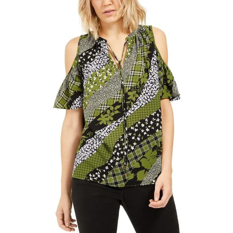 Michael Kors Women's Flutter Keyhole Blouse -Green Size XS sold by Zulily