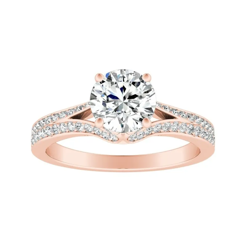 Auriya Round 1/2ct Moissanite and 1/3ctw Diamond Engagement Ring 14k Gold sold by Zulily