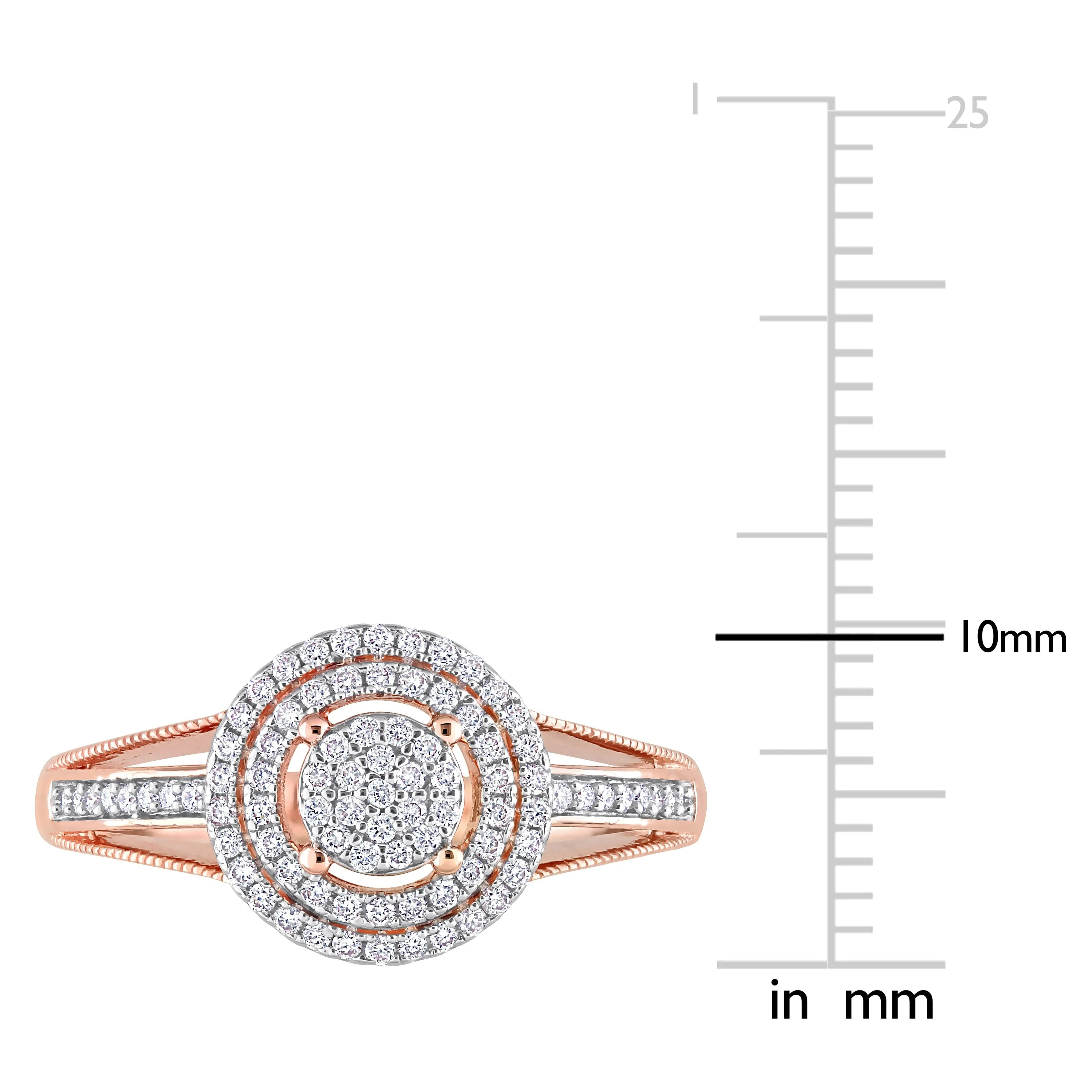 Miadora 1/4ct TDW Diamond Double Halo Split Shank Ring in 14k Rose Gold sold by Zulily product image thumbnail 3
