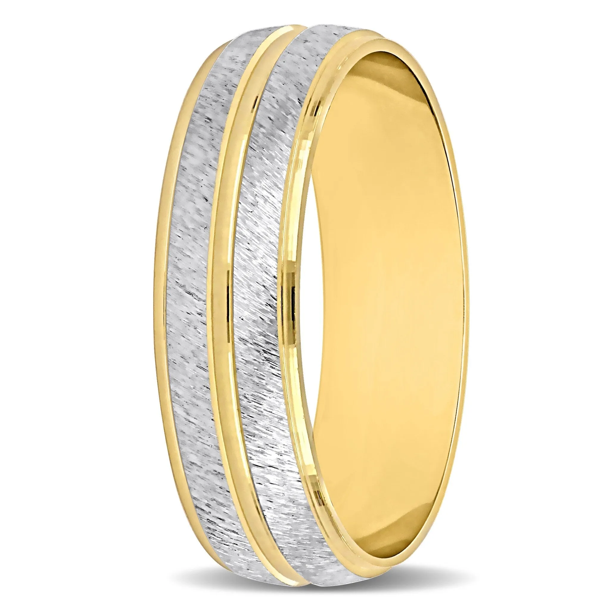 Miadora Mens 6 mm Double Row Wedding Band in 14k Two-Tone Gold sold by Zulily product image thumbnail 2