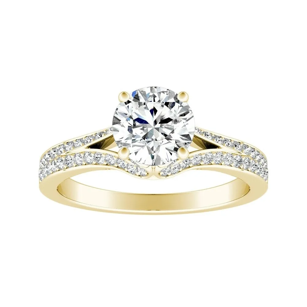 Auriya Round 1/2ct Moissanite and 1/3ctw Diamond Engagement Ring 14k Gold sold by Zulily product image thumbnail 3