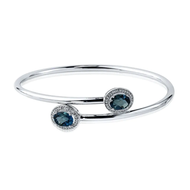 Stackable 2 1/2ct Oval London-Blue Topaz Bypass Bangle Bracelet with Diamond Accents by Auriya in Gold over Silver sold by Zulily