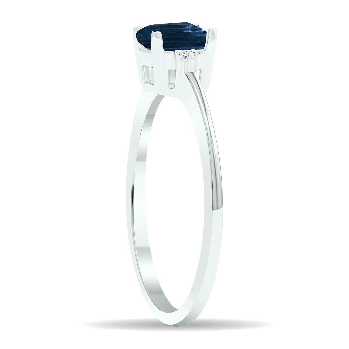 Women's Princess Cut Sapphire and Diamond Classic Band in 10K White Gold sold by Zulily product image thumbnail 2