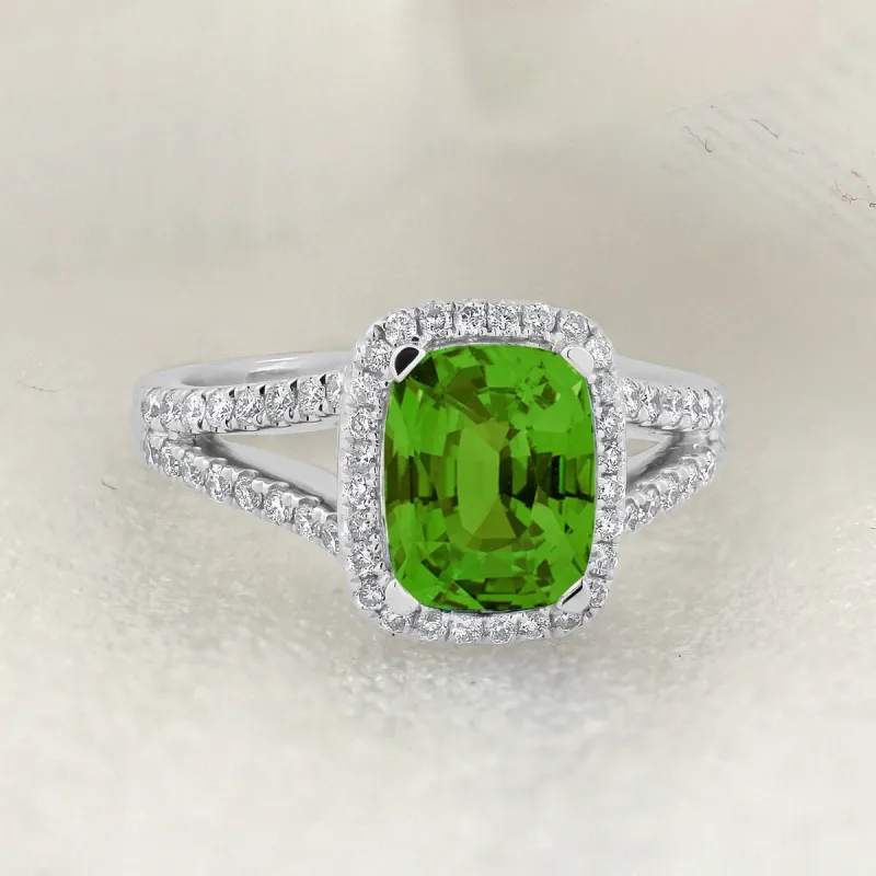 Auriya 1 5/8ct Cushion-cut Peridot and Halo Diamond Engagement Ring 3/8cttw 14K Gold sold by Zulily