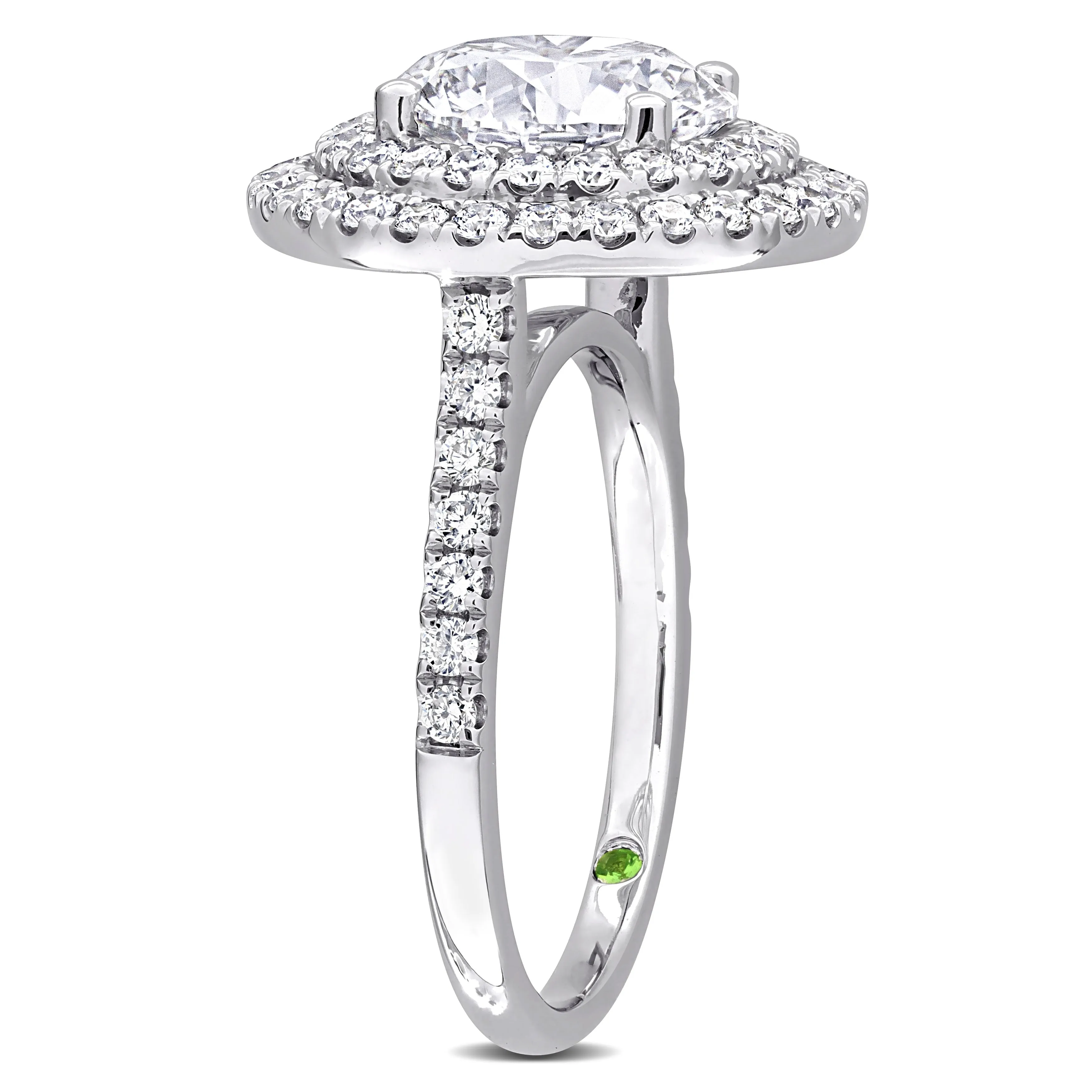 Created Forever 3 7/8ct TDW Lab-Grown Diamond and Tsavorite Accent Halo Ring in 14k White Gold sold by Zulily product image thumbnail 2