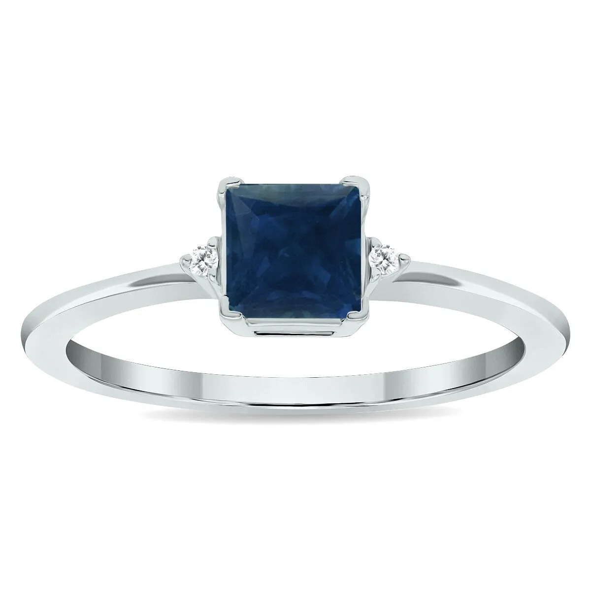 Women's Princess Cut Sapphire and Diamond Classic Band in 10K White Gold sold by Zulily