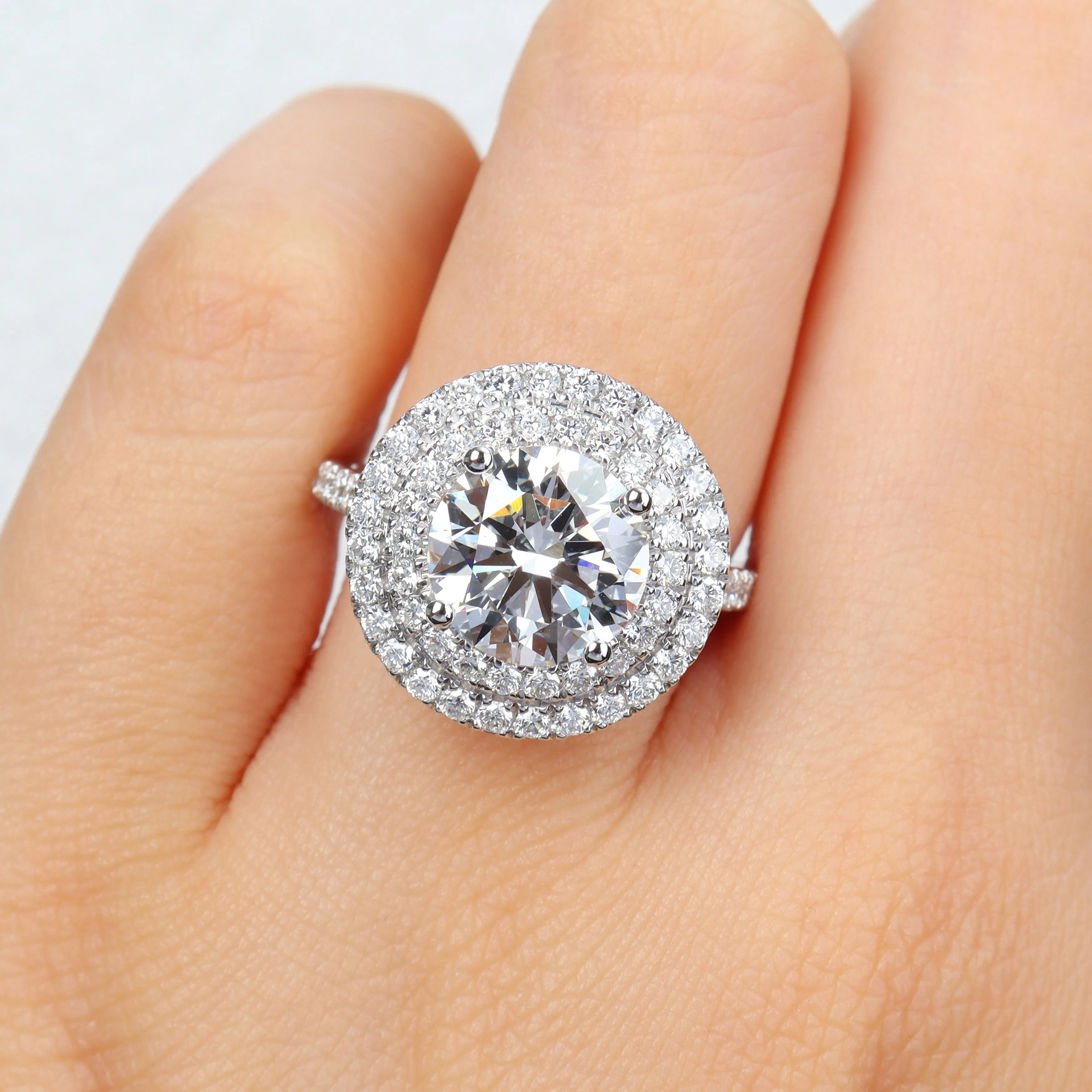 Created Forever 3 7/8ct TDW Lab-Grown Diamond and Tsavorite Accent Halo Ring in 14k White Gold sold by Zulily product image thumbnail 5