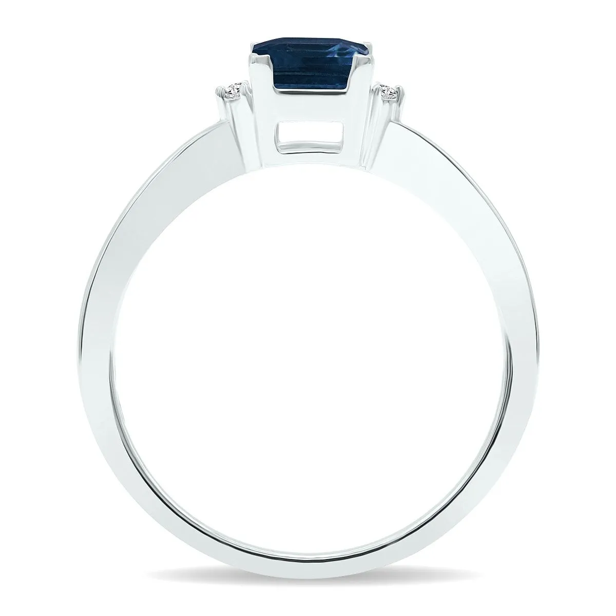 Women's Princess Cut Sapphire and Diamond Classic Band in 10K White Gold sold by Zulily product image thumbnail 3