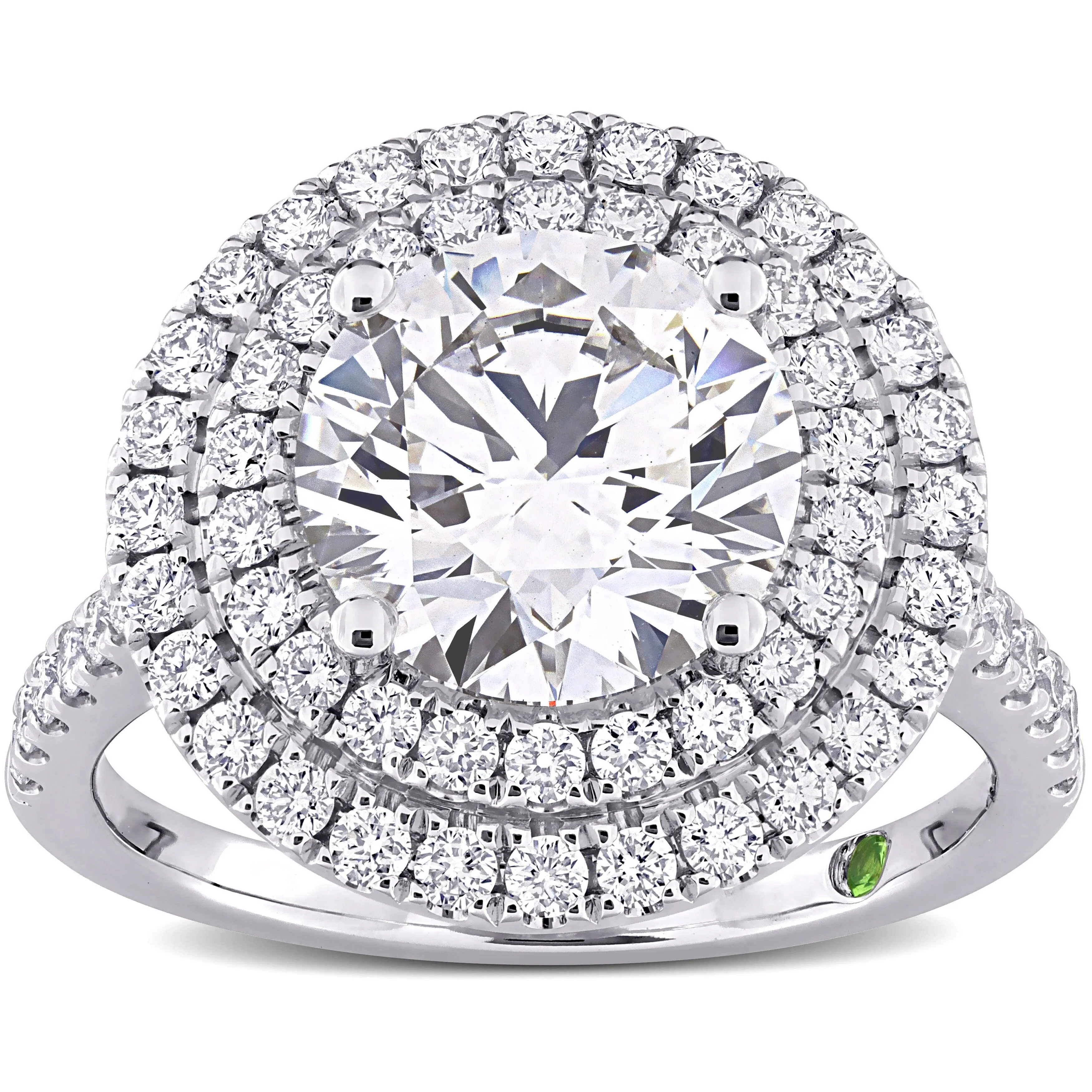 Created Forever 3 7/8ct TDW Lab-Grown Diamond and Tsavorite Accent Halo Ring in 14k White Gold sold by Zulily