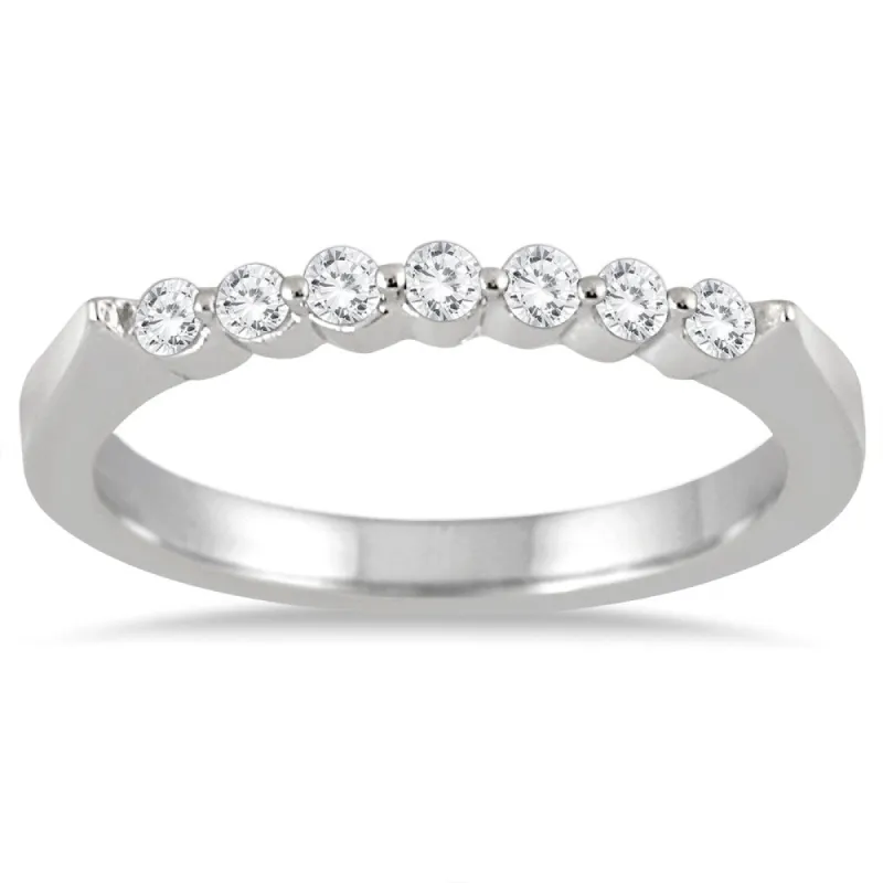 1/4 Carat TW Seven Stone Diamond Wedding Band in 14K White Gold sold by Zulily