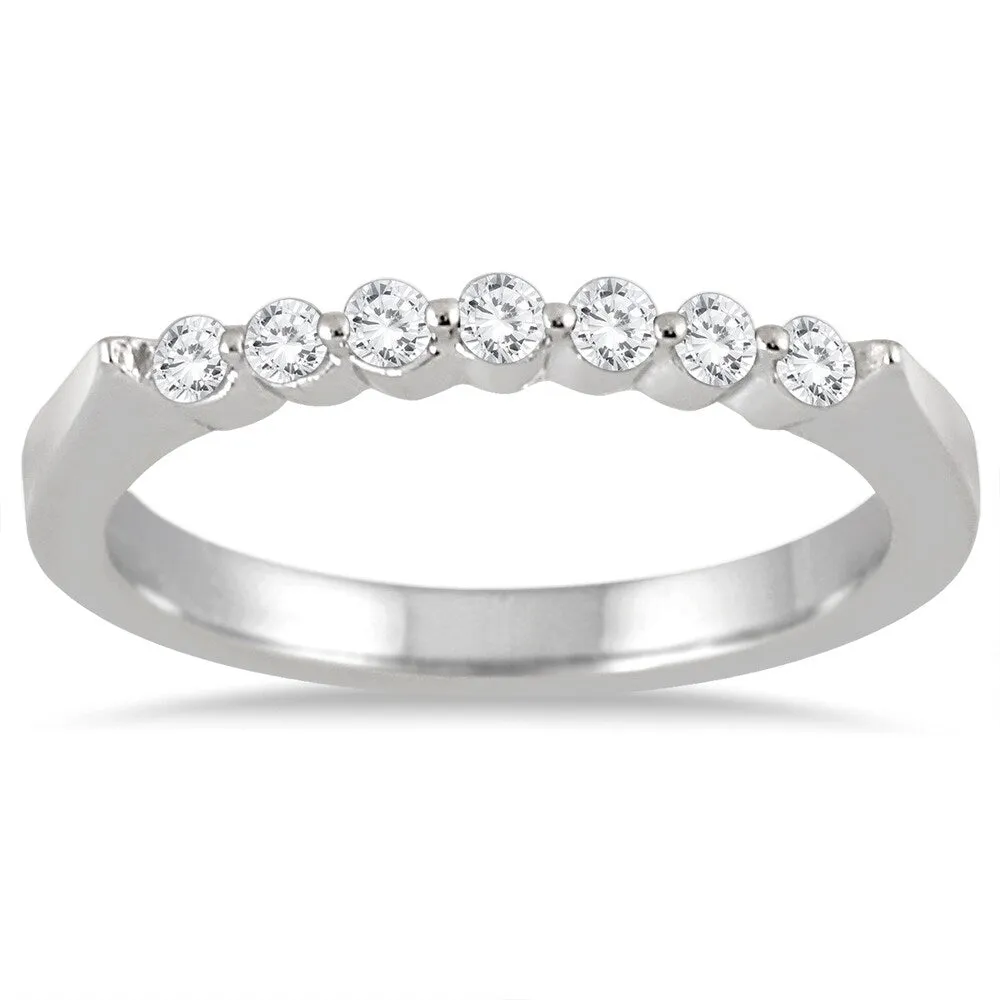 1/4 Carat TW Seven Stone Diamond Wedding Band in 14K White Gold sold by Zulily