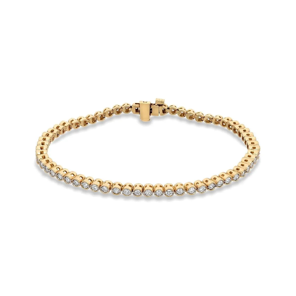 Auriya 14k Yellow Gold 2ct TDW Vintage-Inspired Milgrain Round Diamond Tennis Bracelet sold by Zulily product image thumbnail 5