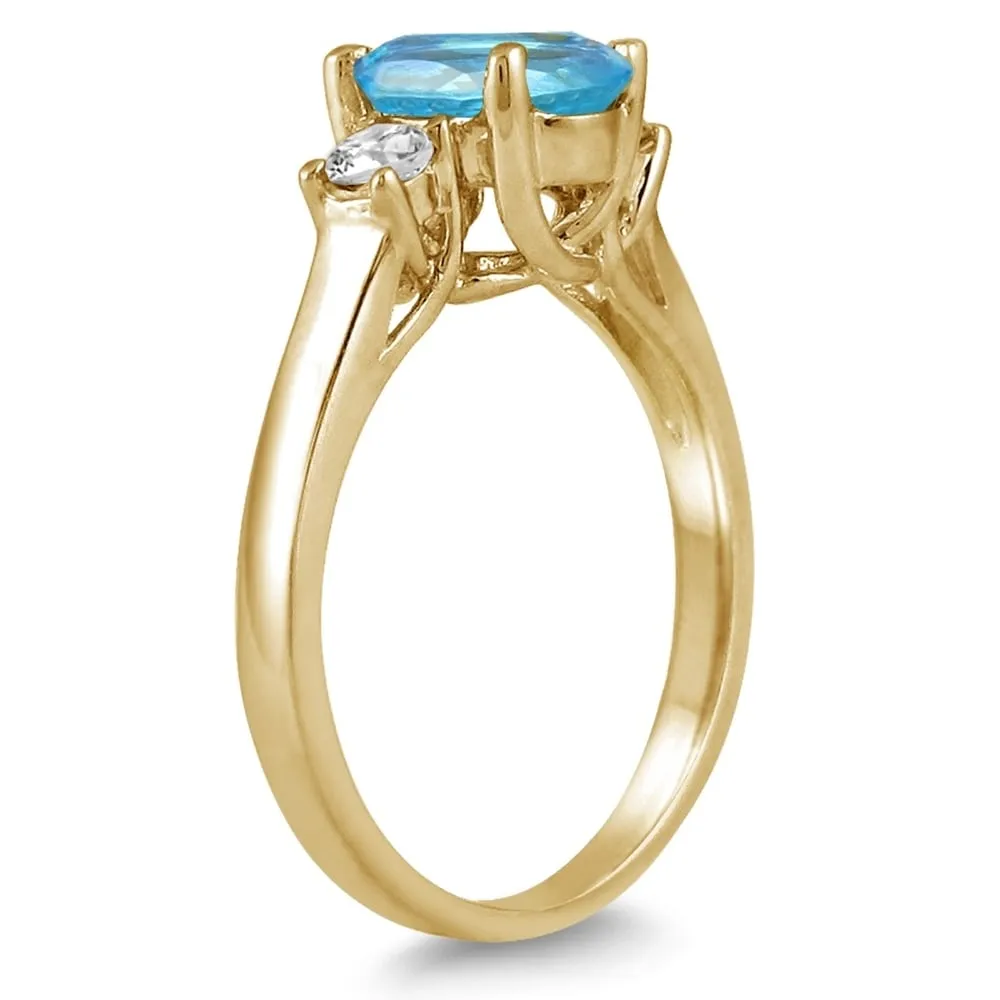1 3/4 Carat Blue Topaz and Diamond Three Stone Ring 14K Yellow Gold sold by Zulily product image thumbnail 2