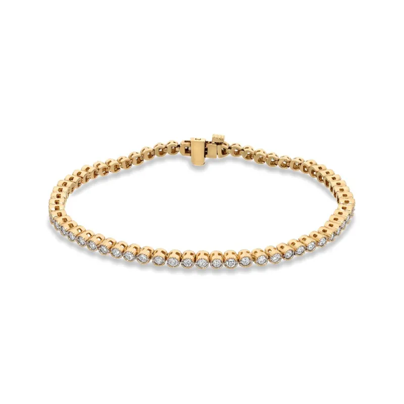 Auriya 14k Yellow Gold 2ct TDW Vintage-Inspired Milgrain Round Diamond Tennis Bracelet sold by Zulily