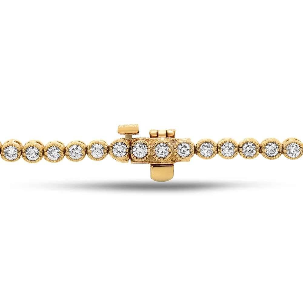 Auriya 14k Yellow Gold 2ct TDW Vintage-Inspired Milgrain Round Diamond Tennis Bracelet sold by Zulily product image thumbnail 3
