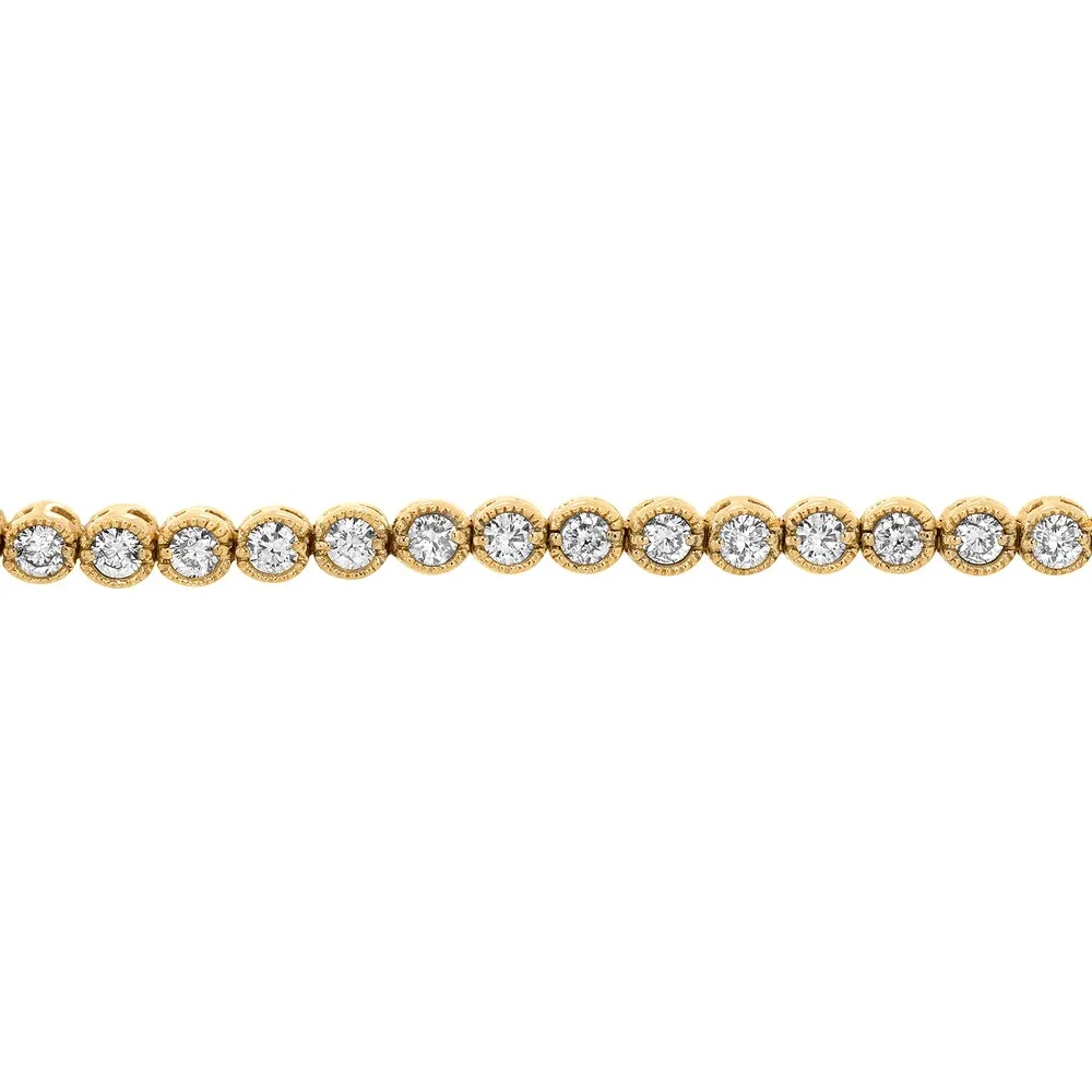 Auriya 14k Yellow Gold 2ct TDW Vintage-Inspired Milgrain Round Diamond Tennis Bracelet sold by Zulily product image thumbnail 2