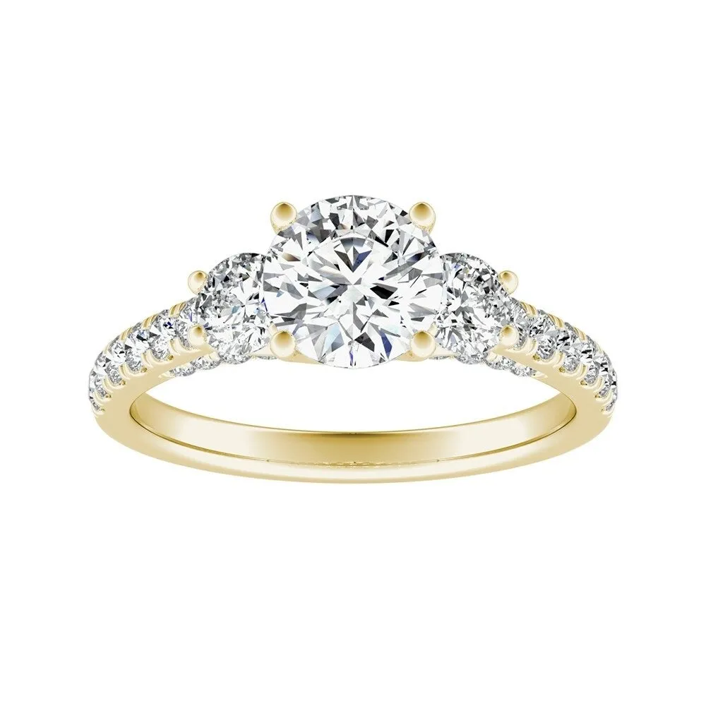 Auriya 3-Stone 2ct Round Moissanite and 7/8ct Diamond Engagement Ring 14K Gold sold by Zulily product image thumbnail 2