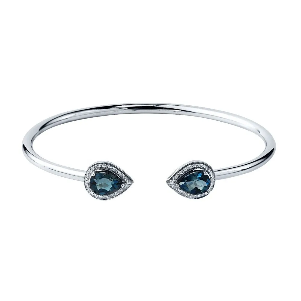 Auriya 2 1/2ct Pear-cut London Blue Topaz Gold over Silver Bangle Bracelet with Diamond Accents sold by Zulily