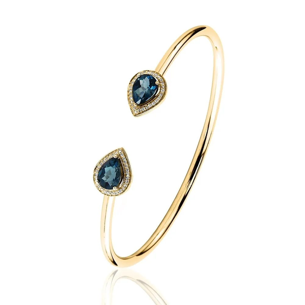 Auriya 2 1/2ct Pear-cut London Blue Topaz Gold over Silver Bangle Bracelet with Diamond Accents sold by Zulily product image thumbnail 4