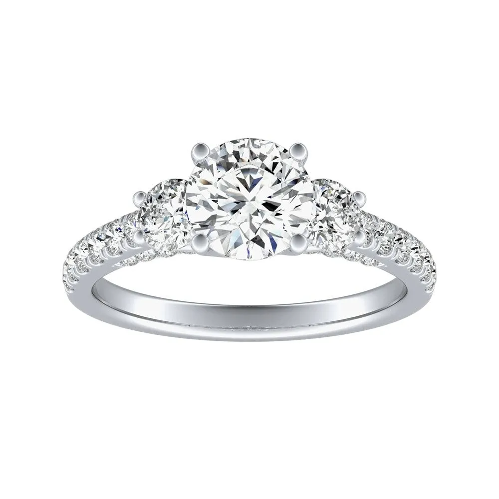 Auriya 3-Stone 2ct Round Moissanite and 7/8ct Diamond Engagement Ring 14K Gold sold by Zulily